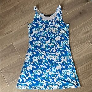 Vibrant Blue and White Women's Mini Dress